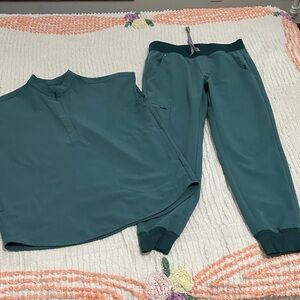 Figs Teal Jogger Scrubs Set